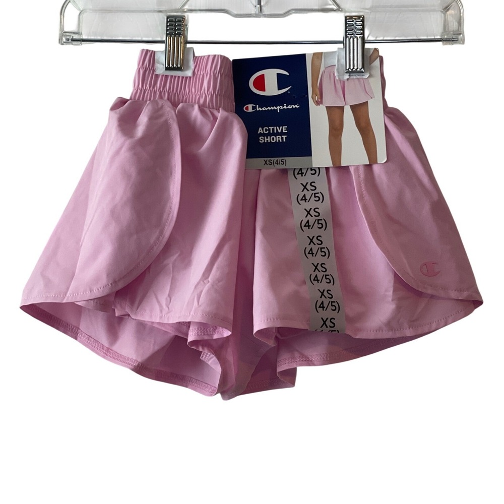 Champion Active Shorts‎ Kids XS 4/5 Pink Lilac Sachet Smocked Liner Pocket NEW